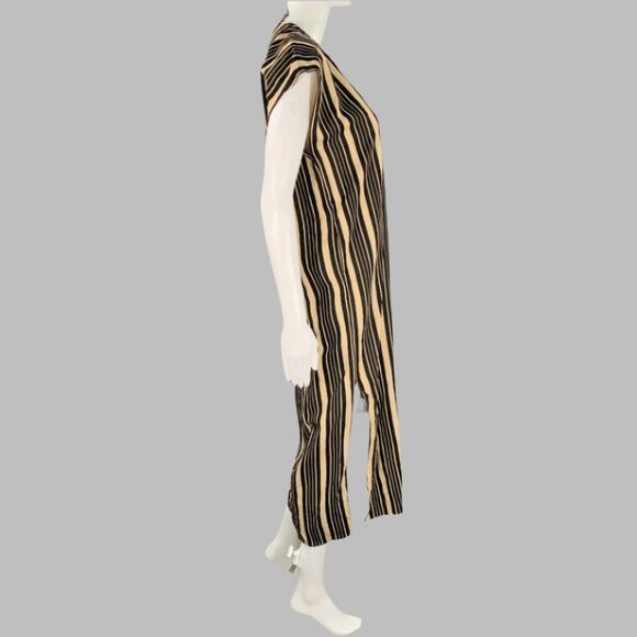 MARIA CORNEJO Size XS Black Beige Viscose Blend Stripe Tunic Long Dress - Picture 3 of 7